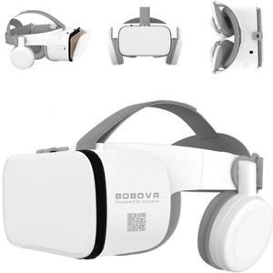 Phone VR Headset, Virtual Reality Glasses Goggles Compatible with iPhone 17 16 15 14 13 12 Pro Samsung Galaxy S24 S23 S22 S21 VR Goggles w/Wireless Headphones for Adults & Kids, White