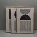 Framed Black and White Wall Art Canvas Set Mid Century Boho Pictures Modern Geometric Lines Circles Wall Decor Minimalist Bohemian Abstract Painting Artwork for Living Room Bedroom Office 16"x24"x3Pc