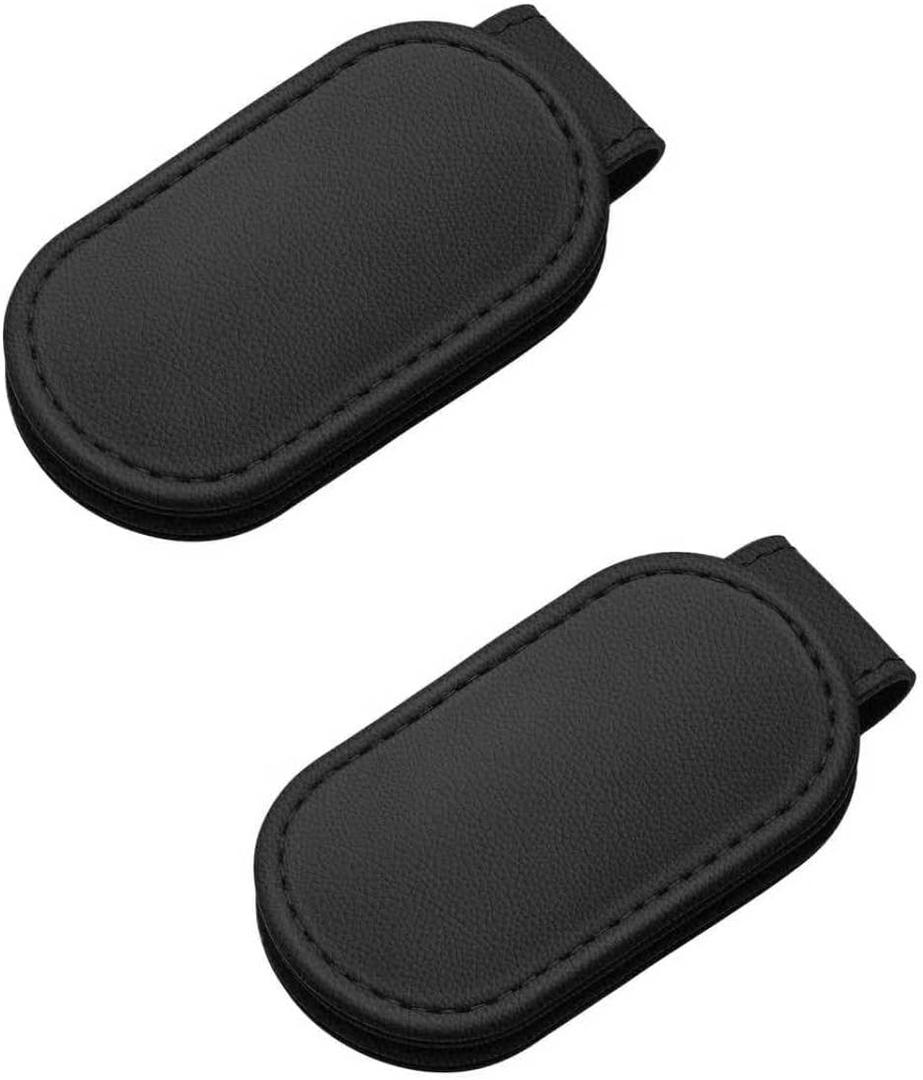 5 x Multifunctional Magnetic Clip, Soft Small Leather Clip as Money Clip, Strap Clip and Memo Clip (Black)