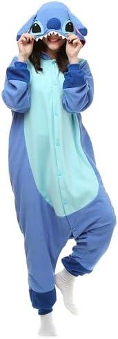 Wishliker Adult Onesie Animal Pajamas Halloween Cosplay Costumes Party Wear Blue L
