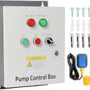 5 HP Well Pump Control Box, 220V 17A ThreePhase, with AC Contactor, Safe & Reliable for Submersible Well Pump, Manual/Automatic Dual Operating Modes, Start/Stop Device with Float Switch