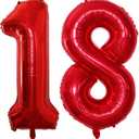 GOER Number 18 Balloons for 18th Birthday Sweet 18 Party Decorations,42 Inch Jumbo Foil Helium 81 Balloons for 81st Birthday Party Decoration (Red) (18/81)