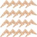 20 Pcs Wood Applique Corner Onlay Decorative Wood Applique DIY Wooden Carved Corner Unpainted Wooden Carved Decals Carving Decal for Furniture Wall Cupboard Bed Cabinet(Delicate Style)