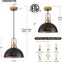Black Pendant Lights Kitchen Island Industrial Adjustable Height Vintage Farmhouse Dome Hanging Light Fixtures for Barn, Dining Room 1 Pack