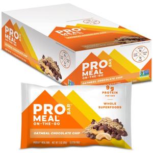 PROBAR MEAL Bar Plant Based Meal Replacement Bar with Whole Food Ingredients, Oats, Nuts & Seeds, Vegan, Gluten Free, Non-GMO Nutrition Bar for Breakfast, Travel & On-the-Go Energy (Oatmeal Chocolate Chip, 12 Count) (EXP 05/13/27)