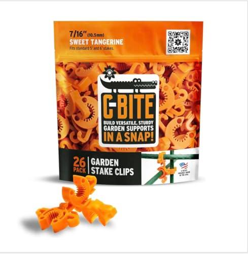 C-BITE Plant Support Clips for Trellis, Garden Stakes, Wire Fence, Climbing Plants, Indoor Gardening, Hydroponics Systems, and Vines | Durable Gardening Clips (Tangerine Orange - 2 Pack)