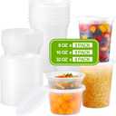 AOZITA 24 Sets Plastic Deli Food Containers With Lids, 8 oz 16oz 32oz Variety pack, Airtight Food Storage Containers, Freezer/Dishwasher/Microwave Safe, Soup Containers For Takeout Food Storage