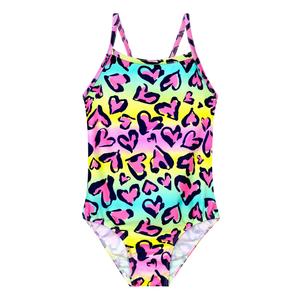 Tziharora Girls Swimsuit 5-6Y Rainbow Heart Bathing Suit One Piece