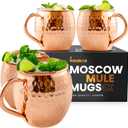 Moscow-Mix Moscow Mule Mugs - Set of 4-100% Pure Copper Mugs Large 16 oz - Food Safe - Premium Moscow Mule Cups Set of 4 - Solid Copper Cups Perfect Premium Gift