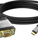 USB C to VGA Cable 15 FT, USB Type-C to VGA Adapter Cord, (Thunderbolt 3/4) Compatible with iPhone 17/16/15 Series, MacBook Pro/Air, iPad Pro, iMac, Galaxy S24, XPS, Surface Book 3 and More, Black