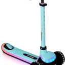 Rahmory 3-Wheel Light-Up Kids Scooter, 20 Different Light Patterns,Three Adjustable Heights,Lean to Steer, Balance Scooter for Ages 3-8 (Blue)