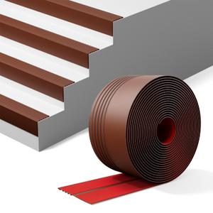 INMOZATA Stair Edge Trim, 40FT Vinyl Stair Nosing, Non-Slip Rubber Stair Nose for Indoor & Outdoor, Waterproof & Self Adhesive, Brown