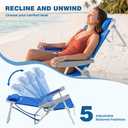 SUNNYFEEL Backpack Beach Chairs for Adults, Mid-Height 5-Position Reclining | 180 Lay Flat Oversized Folding Portable Beach Chair with Cup Holder Towel Bar Heavy Duty for Beach/Lawn/Outdoor/Camping