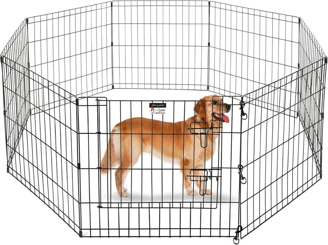 Puppy Playpen - Foldable Metal Exercise Enclosure with Eight 24-Inch Panels - Indoor/Outdoor Fence for Dogs, Cats, or Small Animals by PETMAKER