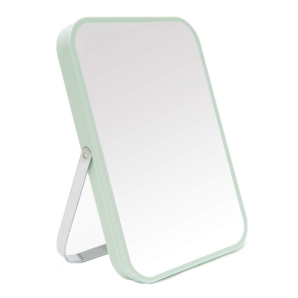 YEAKE Table Desk Vanity Makeup Mirror,8-Inch Portable Folding Mirror with Metal Stand 90Adjustable Rotation Tavel Make Up Mirror Hanging Bathroom for Shower Shaving (Green)