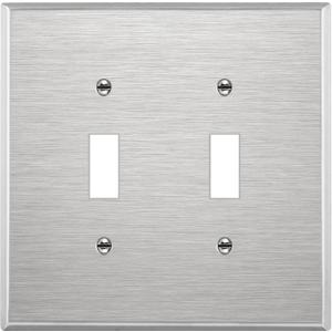 ENERLITES Toggle Light Switch Metal Midway Wall Plate, Corrosion Resistant, Mid-Size 2-Gang 4.88" x 4.92", UL Listed, 7712M, 430 Stainless Steel, Silver