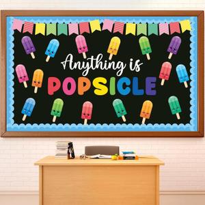 Summer Ice Pop Classroom Bulletin Board Decorations, Motivational Sweet Icy Pop Paper Cutouts for Back to School Colorful Icy Lolly Cutouts for Ice Cream Party Home School Wall Door Supplies Decors