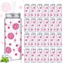 Reallnaive 24 Pcs Pink Disco Ball Cups Plastic Disco Ball Cups Bulk 14.2 oz Reusable Party Tumblers with Straws and Lids for Wedding Bridal Shower Cowgirl Birthday 70s 80s 90s Supplies