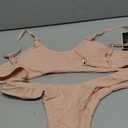 SherryDC Women's Solid Scoop Neck Push Up Padded Brazilian Thong Bikini Swimsuit Bathing Suit (X-Large, Pink)