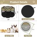 Siedihit Puppy Playpen for Small Dog Cat, Dogs Tent Crate Cage | Indoor/Outdoor, Portable Pop Up Dog Kennel with Carrying Bag for Rabbits(Black Khaki, Small)