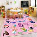 Kids Rugs for Playroom Educational Rug for Learn The ABC Alphabet, Soft Machine Washable Non-Slip Cute Carpet for Classroom Toddler Nursery Kids Room Decor Mat