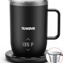 Nuwave Smart Heated Coffee Mug Rechargeable, 16oz Self Heating Temperature Control Mug with LED Display, Custom Brew Modes, Double-Wall Vacuum Insulation, 5-Hour Battery Life, Auto Shut-Off