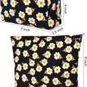 SOIDRAM 2 Pieces Flower Makeup Bag Large Cosmetic Bag Capacity Canvas Mix Travel Toiletry Bag Organizer Cute Makeup Brushes Aesthetic Accessories Storage Bag for Women, Flower Mix Black