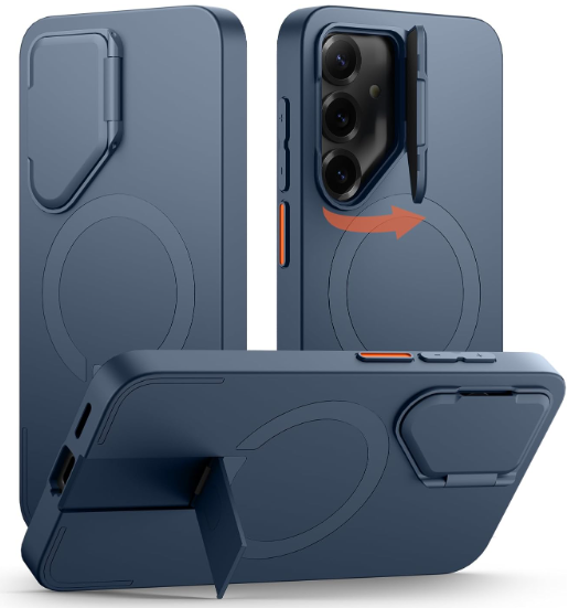 SURITCH for Samsung Galaxy S25+ Plus Phone Case, Magnetic Shockproof Protective Cover with Camera Cover & Adjustable Metal Kickstand for Galaxy S25+ Plus(2025)Dark Blue