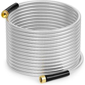 SPECILITE Stainless Steel Garden Water Hose 50 FT, Flexible and Lightweight Pipe, Non-Expandable Heavy Duty Metal Waterhose with Brass Fittings for Reel, Yard, Outdoor, Boat SPECILITE Stainless Steel Garden Water Hose 50 FT, Flexible and Lightweight Pipe, Non-Expandable Heavy Duty Metal Waterhose with Brass Fittings for Reel, Yard, Outdoor, Boat