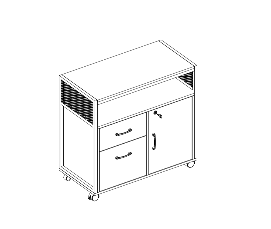 Lateral File Cabinet, Walnut + Black