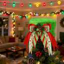 Elf Hat Christmas Tree Topper Green Furry Green Christmas Tree Decoration Velvet Hat with Ribbon Bow Xmas Trees Ornaments for Funny Holiday Winter Home Indoor Decor