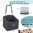 Dog Car Seat with Loops Dog Booster Seat for All Seasons, Anti Slip Bottom Pet Travel Bed with Thick Pets Sofa Cushion and Storage Pockets for Small PetsBlack