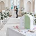 OurWarm White Arched Wedding Card Boxes for Reception, Acrylic Card Box with Writable Green Standee & Erasable Pen, Large Cards Box for Wedding Reception Party Birthday Graduation Baby Shower Decor