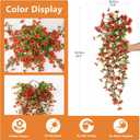 Hommyea Fake Artificial Hanging Flowers for Outdoors, 2 Pcs Fake Hanging Plant Spring Summer Decor, UV Resistant No Fade Faux Silk Daisy Flower for Front Door Porch Planter Patio Yard Garden(Red)