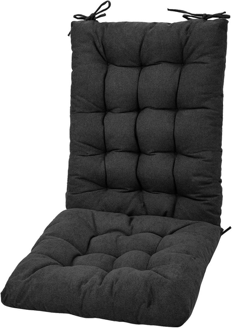 POMIU Rocking Chair Cushions - Indoor & Office Desk Chair, Black, 
Size: Back Cushion (24 x 17 x 2.5 inches), Seat Cushion (17 x 17 x 2.5 inches).