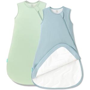 PurComfy Supersoft Sleep Sack 1.0 TOG, Premium Bamboo Viscose Baby Sleeping Bag 2-Way Zipper Sleep Sack Baby Wearable Blanket (6-15 Months, Slate & Sage)