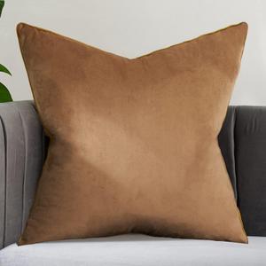 Avigers 20 x 20 Inches Brown Solid Cushion Case Luxury Modern Square Throw Pillow Cover Decorative Pillow for Couch Living Room Bedroom Car 50 x 50cm (20" x 20" (Pack of 1))