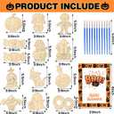 2 x 12 Pcs Halloween Wooden Painting Crafts for Kids, Boo Ghost Pumpkin Painting Cutouts DIY Art Craft Kit for Halloween Party Favors Coloring Ornament for School Activities Supplies