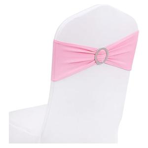 VitalCozy 100 Pcs Spandex Chair Sashes with Square Buckle Slider Stretch Chair Cover Band Universal Elastic Ties Straps Bows for Wedding Banquet Event Party Decoration(Dusty Pink)