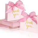 DECHISY 60-Pack Small Thank You Bags, 4.5x1.8x3.9 Inches Pink Paper Gift Bags With Ribbon - Mini Candy Boxes For Wedding, Birthdays & More