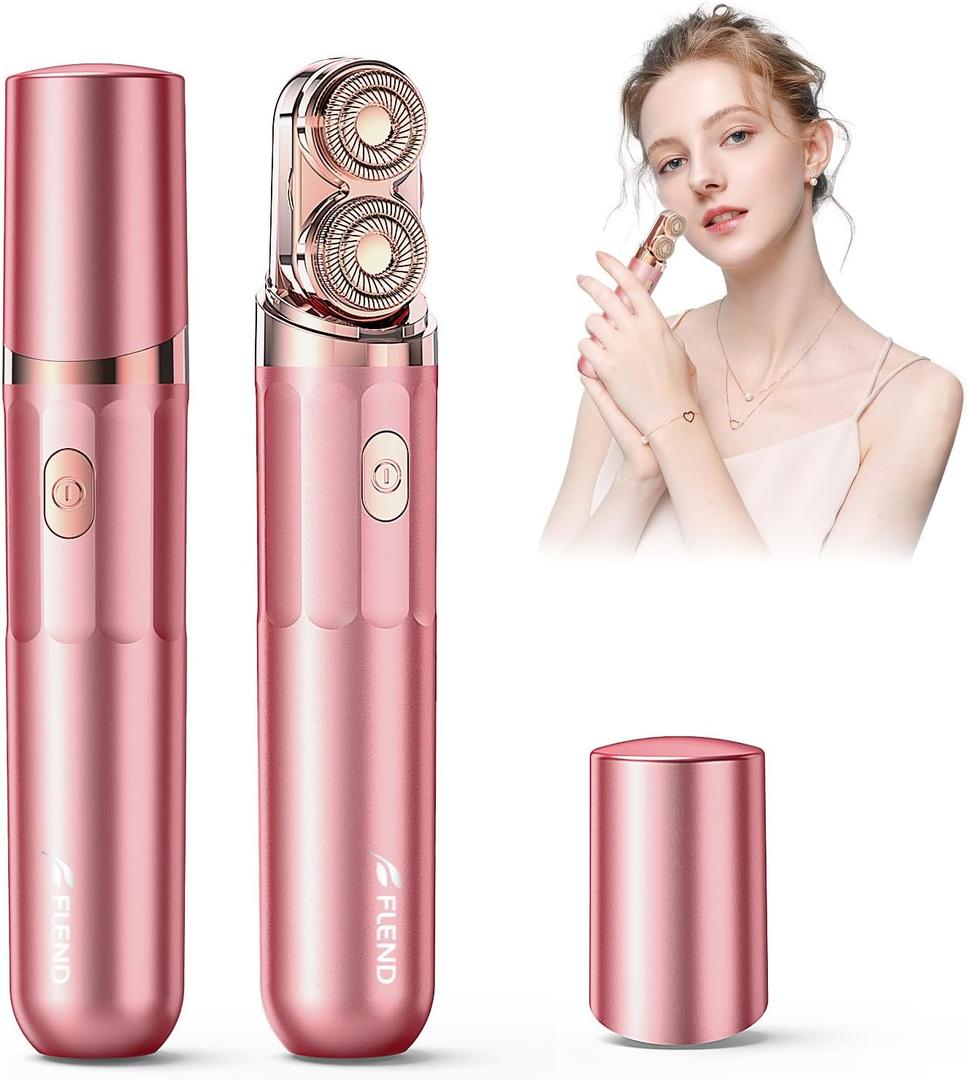 Facial Hair Remover for Women | Dual-Head Face Shaver Electric Hair Removal Device for Face,Lip, Chin | 2 Replacement Heads