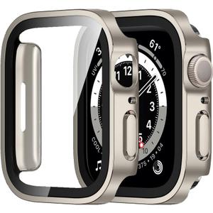 Amizee 2 Pack Case Compatible with Apple Watch Series 9 8 7 45mm Case with Built-in Screen Protector, Hard PC Case Straight Edge Ultra Thin Anti-Scratch Protective Cover for iWatch (Starlight)