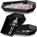Wiwiqing 2 Pcs Halloween Candy Bowl Plastic Coffin Shaped Serving Tray Spooky Serving Dish Trick or Treat Candy Platter for Halloween Party Food Storage Charcuterie Board Serving Supplies (Castle): Candy Servers
