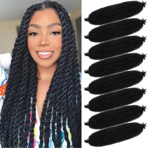 Springy Afro Twist Hair 8 Packs Marley Twist Braiding Hair Pre Separated Spring Twist Hair for Faux Locs Crochet Hair Kinky Twist for Braiding Synthetic Hair Extensions (1b#, 24inch(Pack of 8)