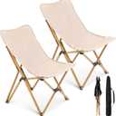 FairySandy 2 Pack Outdoor Folding Butterfly Chair Portable Camping Chair with Carry Bag Lightweight Oxford Cloth Khaki Lawn for Sporting Event Fishing Picnicking, 22.05 x 21.26 x 32.28 inches