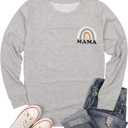 Dog Mom Sweatshirts Women Dog Paw Graphic Pullover Top Fall Sweatshirts Mama Pullover Long Sleeve Shirt (Gray, M)