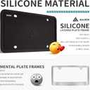 Aujen Silicone License Plate Frames Black, 1 Pack Car License Plate Frame, Universal US Car Black License Plate Holders Brackets Rust-Proof, Rattle-Proof, Weather-Proof Car Accessories(Black)