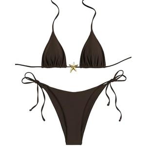 SHENHE Women's 2 Piece Starfish Metal Swimsuits Halter Triangle String Bikini Sets Bathing Suit, XS