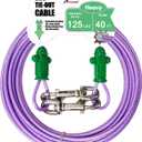 Petest Reflective Tie Out Cable with Crimp Cover for Heavy Dogs Up to 125 Pounds, 40 Feet (Green,Purple)