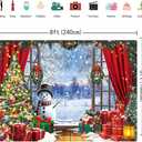 Christmas Window Photography Backdrop 8x6FT Wooden Window Snow Scene Xmas Tree Winter Wonderland Background Winter Christmas Party Decorations Supplies Photo Props